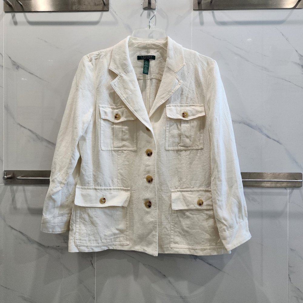Lauren Ralph Lauren | Women Ivory Linen Button Jacket